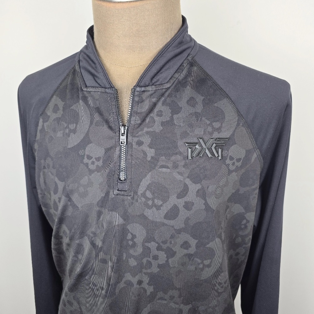 PXG Men’s Size Large Charcoal Skull Camo Quarter-Zip Golf Pullover - EUC
